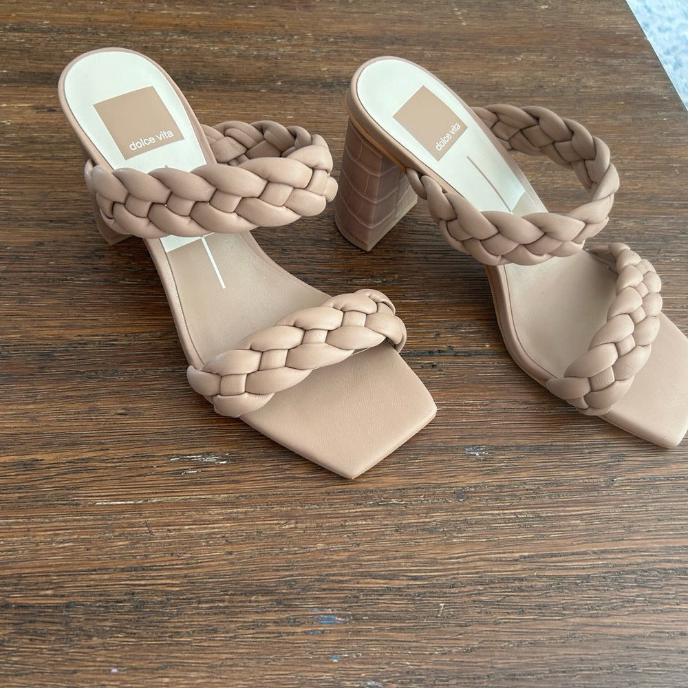 Dolce Vita Tan Braided Heeled Mules